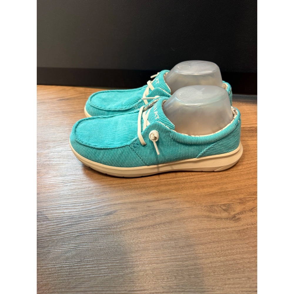 Ariat Hilo Turquoise Blue Corduroy Loafers Moc Toe Slip On Shoes Womens Size 10B - Picture 3 of 13